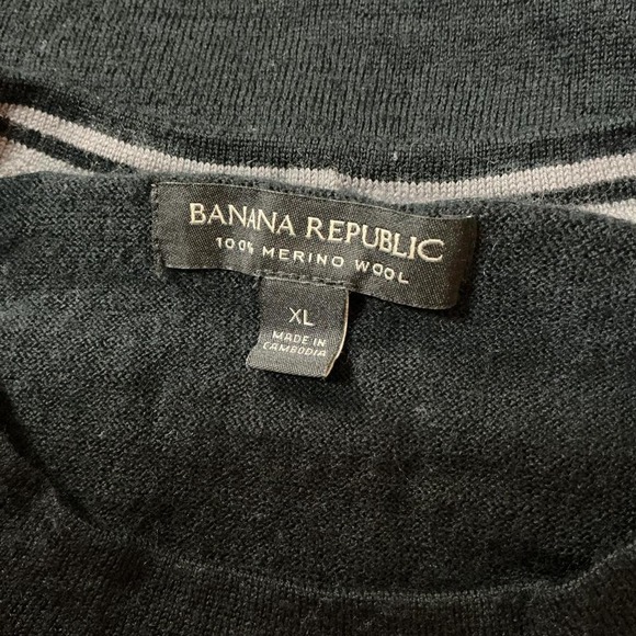 Banana Republic Black 100% Merino Wool Crew Neck Long Sleeve Sweater XL - Picture 5 of 7